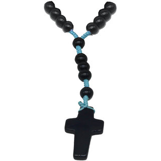                       Men style  Jewelry Cross Handmade Merry Prayer Bead Rosary Black Blue Crystal Necklace Pendant                                              