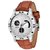 HRV Round Dial Brown Leather Strap Men Quartz Watch for Men