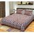 Frionkandy Jaipuri Sanganeri Print 100% Cotton 120 TC Brown Double Bed Sheet + 2 Pillow Covers - SHKA1034
