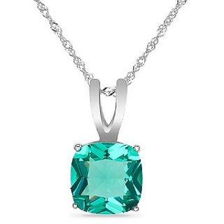                       Lab Certified Original Emerald Pendant unheated Panna Silver Plated Pendant For Astrological Purpose By CEYLONMINE                                              