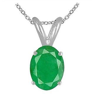                       Emerald Pendant 6.25 Carat Natural  Original Stone Panna Silver Plated pendant By CEYLONMINE                                              
