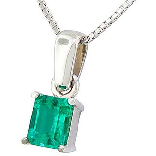 CEYLONMINE - Emerald 6.25 Carat Natural Stone Pendant Silver Plated For Astrological Purpose CEYLONMINE - Emerald 6.25 Carat Natural Stone Pendant Silver Plated For Astrological Purpose