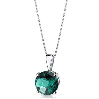 CEYLONMINE- 6.25 Ratti Natural Stone Emerald Silver Plated Pendant For Astrological Purpose CEYLONMINE- 6.25 Ratti Natural Stone Emerald Silver Plated Pendant For Astrological Purpose
