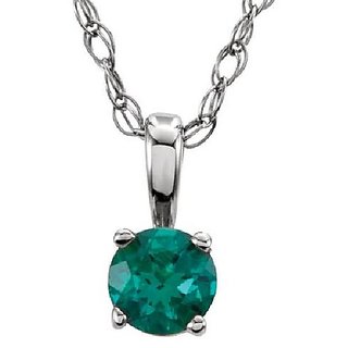                       Natural Emerald/Panna Silver Plated Pendant Certified Emerald Pendant For Unisex BY CEYLONMINE                                              