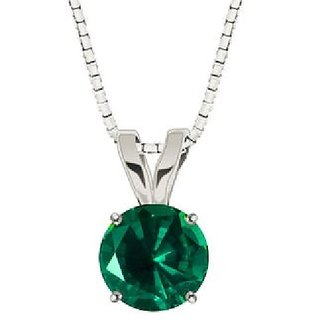                       Natural Emerald(Panna) Pendant 6.25 Carat Natural  Original Stone Emerald Silver Plated pendant By CEYLONMINE                                              
