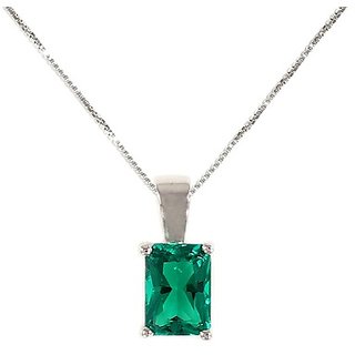                       CEYLONMINE - Natural  7.25 Ratti Emerald  Stone Pendant Silver Plated Pendant For Astrological Purpose                                              
