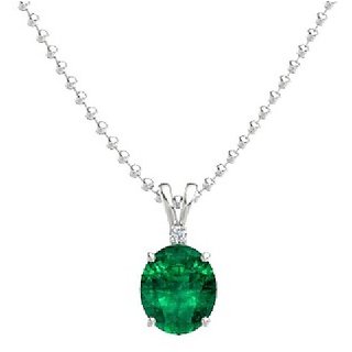                       Emerald 7.25 Ratti Pendant Certified Panna Silver Plated  Pendant For Unisex BY CEYLONMINE                                              
