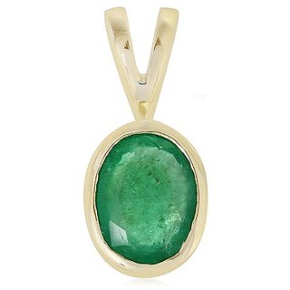                       Original Stone 5.25 Ratti Panna/Emerald Gold Plated Pendant Lab Certified  Effective Stone Pendant By CEYLONMINE                                              