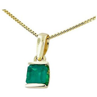                       6.25 Carat Natural Emerald/Panna Gold Plated Pendant For Astrological Purpose By CEYLONMINE                                              