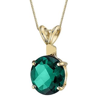 CEYLONMINE- 6.25 Ratti Natural Stone Emerald Gold Plated Pendant For Astrological Purpose CEYLONMINE- 6.25 Ratti Natural Stone Emerald Gold Plated Pendant For Astrological Purpose