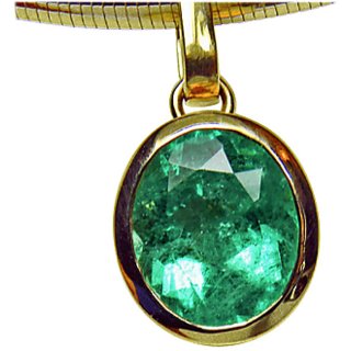                       Lab Certified Original Emerald Stone 7.25 Ratti Pendant Unheated  Effective Stone Panna Pendant By CEYLONMINE                                              