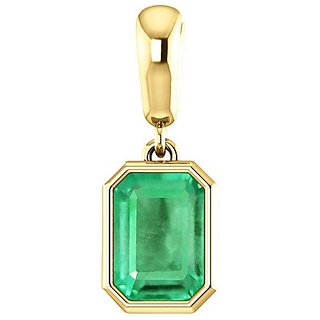                       Astrological Stone 6.25 Carat Stone Emerald (Panna) Gold Plated Pendant By CEYLONMINE                                              