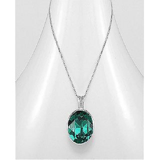                       Lab Certified Original Emerald Pendant unheated Panna Silver Plated Pendant For Astrological Purpose By CEYLONMINE                                              