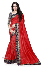 eDESIRE Red Colour Art Silk Saree with Blouse Piece