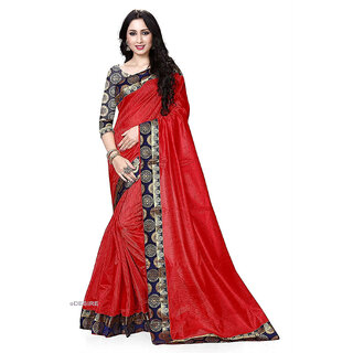                       eDESIRE Red Colour Art Silk Saree with Blouse Piece                                              