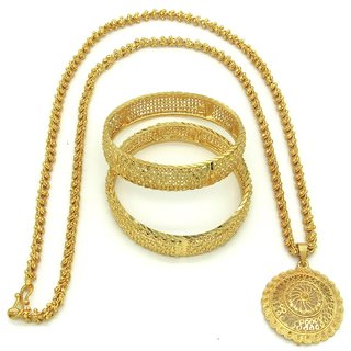 Gold Plated Chain With Pendant and 1 Pair of Bangle SMCN1263 Gold Plated Chain With Pendant and 1 Pair of Bangle SMCN1263
