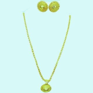                       Gold Plated Chain With Pendant and 1 Pair of Earring  SMCN1267                                              
