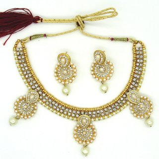                       Beautiful White Stone Necklace Set SMCN1271                                              