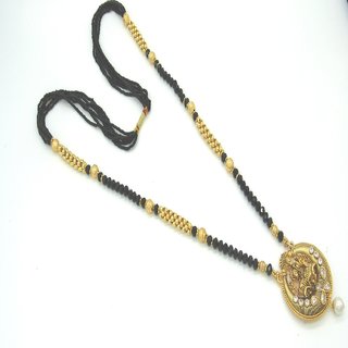 Buy Black Pearl With White Stone Mangalsutra SMCMG173 Online Get