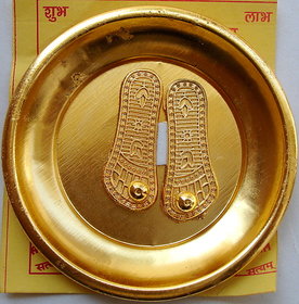 only4you Gold Plated Finished Charan Paduka Laxmi Charan Paduka Chamatakari Yantra Rudraksha Gifts