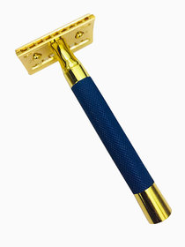 Romer-7Blue Gold  Double Edge Safety Razor +10 SS Blade+ Brushless Shave Cream
