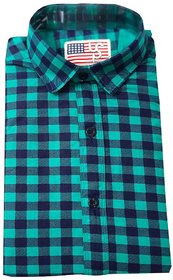 US Pepper Green Cotton Check Shirt