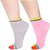 Neska Moda Premium Women 2 Pairs Cotton Ankle Length Five Finger Anti Slip Toe Socks Grey Pink S830