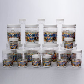 G-Pet  Checkers Jars Plastic Container White Cap   (Set Of 20) 1800ml 4, 1200ml  4, 450ml 4, 200ml 4, 50ml 4