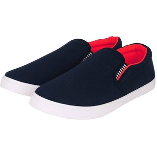 Weldone Men's Stylish Red Canvas Slip on Casual Shoes
