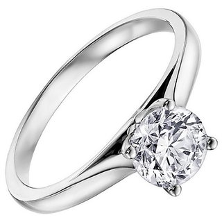                       Original Stone Diamond Silver Plated Ring  Natural Stone (American Diamond) Ring By CEYLONMINE                                              