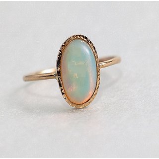                       Original Stone Opal Gold Plated Ring GLI Certified  Precious Stone Opal Adjustable Ring By CEYLONMINE                                              