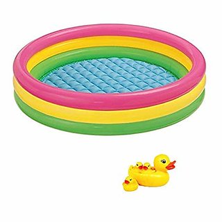 Kids Swimming Pool Multicolor (3 Feet) Childrens Kids Family Of 4 Yellow Rubber Ducks Bath Toy