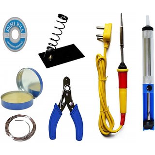 Soldering iron kit with desolder pump and 1 mtr solder wire 25 W Simple  (Conical Tip)