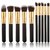 10 pcs Makeup Brush Set Cosmetics Foundation Blending Blush Eyeliner Face Powder Brush Makeup Brush Kit (Black Golden)