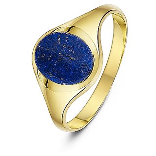                       Natural Original Stone Lapis Lazuli 7.25 Carat Gemstone Gold Plated Ring For Astrological Purpose By CEYLONMINE                                              
