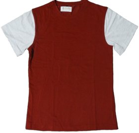 Zooks Unisex Cotton Deep Crimson Red T-shirt Textured Off-white Half Sleeve