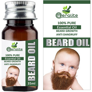 Meralite Men Beard Growth 100 Natural Essential Hair Oil (Baby Beard Oil 35 ml)
