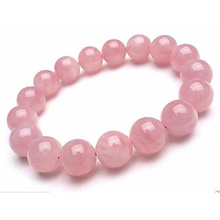 REBUY Natural Pink Rose Quartz Crystal Stone 8 mm Beads Reiki Healing Charm Bracelet for Men and Women