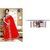 Indian Beautyful Women's Red Georgette Printed Border Saree With Blouse New Arrivals LatestTraditional Party Wear Saree