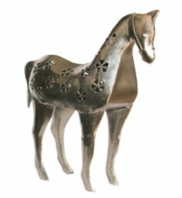 Metalcrafts metallic horse showpiece, tee light, 25 cm
