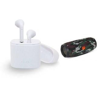 Buy I7 Twins Blutooth Headset and Charge 3 bluetooth speaker TWS Earbuds Headsets Double Twins Stereo Music Earphone Bluetooth Headset with Mic L59 Online 1593 from ShopClues