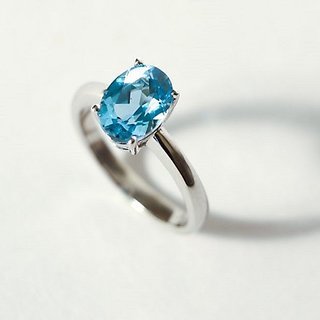                       Natural Stone Blue Topaz Ring Original & Effective Stone Topaz Silver Plated Ring By CEYLONMINE                                              