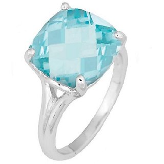                       Natural Stone Blue Topaz 6.25 Ratti Ring Original & Effective Stone Topaz Silver Plated Ring By CEYLONMINE                                              