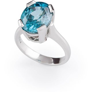                       Natural Stone BLUE TOPAZ  Silver Plated Ring For Unisex By CEYLONMINE                                              
