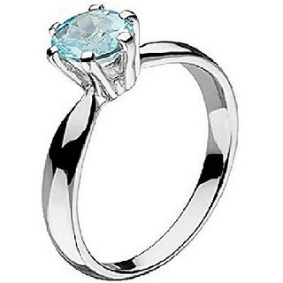                       Natural Blue Topaz Silver Plated Ring Original & Lab Certified Stone Ring By CEYLONMINE                                              