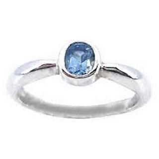                       Natural Stone Blue Topaz Ring Original & Effective Stone Topaz Silver Plated Ring By CEYLONMINE                                              