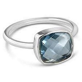                       Blue topaz  Silver Plated Ring Original & Natural Stone Topaz Ring By CEYLONMINE                                              