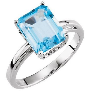                       Original  Natural Stone Blue Topaz  Silver Plated Ring  For Unisex By CEYLONMINE                                              