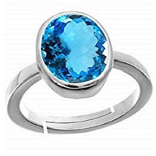                       Natural Stone 6.25 Carat Blue Topaz  Ring Original & Effective Stone Topaz Silver Plated Ring By CEYLONMINE                                              