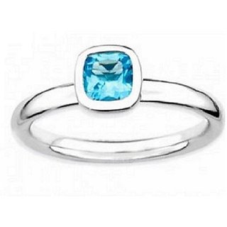                       Blue Topaz Silver Plated Ring Original  Natural Stone Topaz Ring By CEYLONMINE                                              